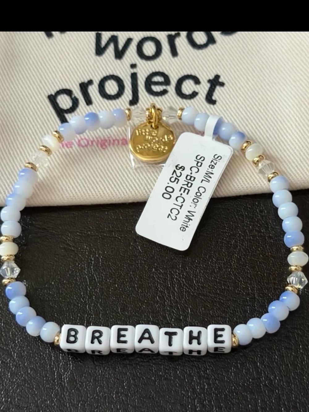 Little Words Project Beaded “Breathe”Stretch Bracelet
